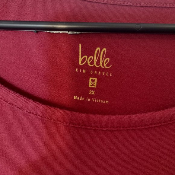 Belle Kim Gravel Women's Tulip-Hem Short Sleeve T-Shirt Americana Red Size XXL - Picture 4 of 5